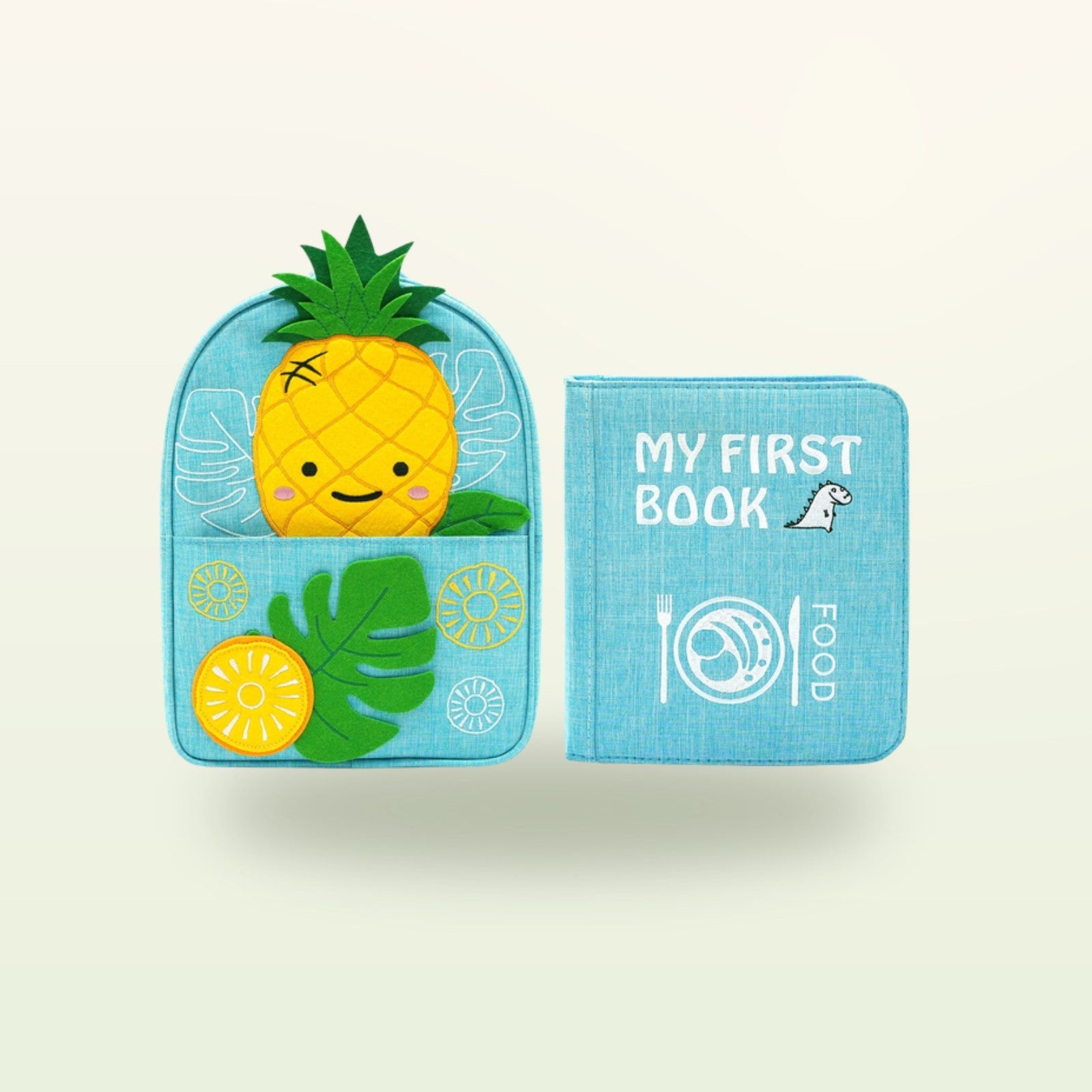 My First Book Little Foodies (Light Blue) + Backpack Set