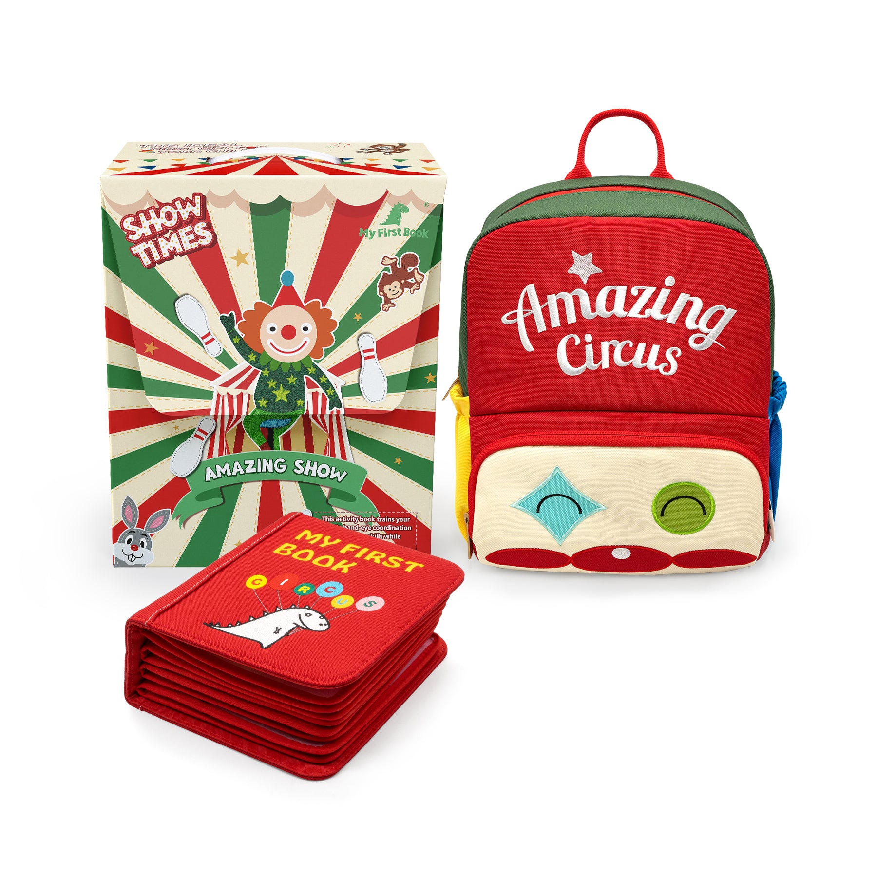 Zirkus Montessori Quiet Book mit passendem Rucksack – Stoffbuch für Kinder ab 3 Jahren