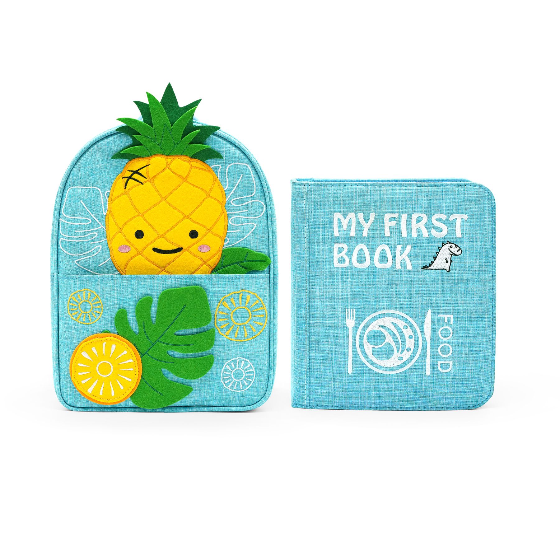 Kleine Feinschmecker Montessori Quiet Book mit passendem Rucksack – Stoffbuch für Kleinkinder ab 1 Jahr