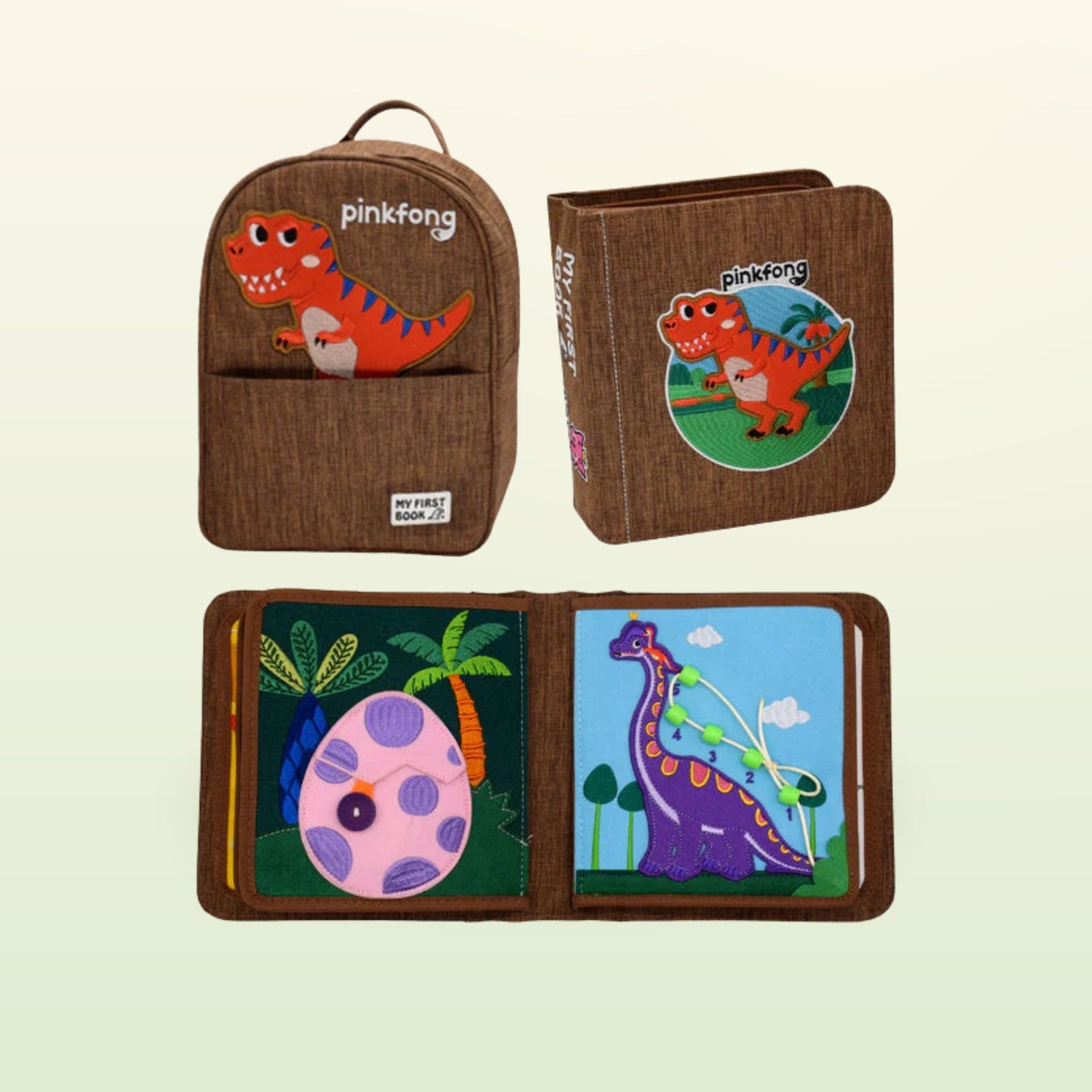 My First Book T-Rex Quiet Book mit Rucksack Set