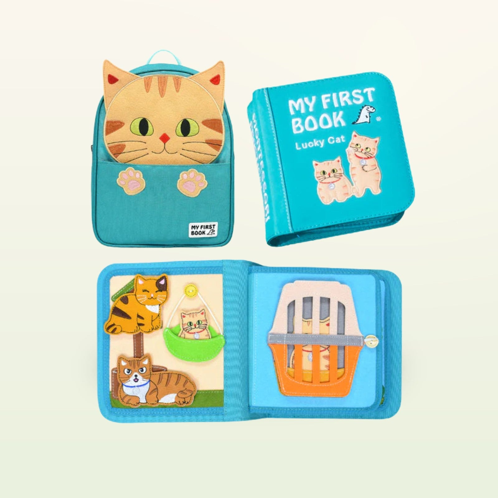 My First Book Glückliche Katze Quiet Book mit Rucksack Set
