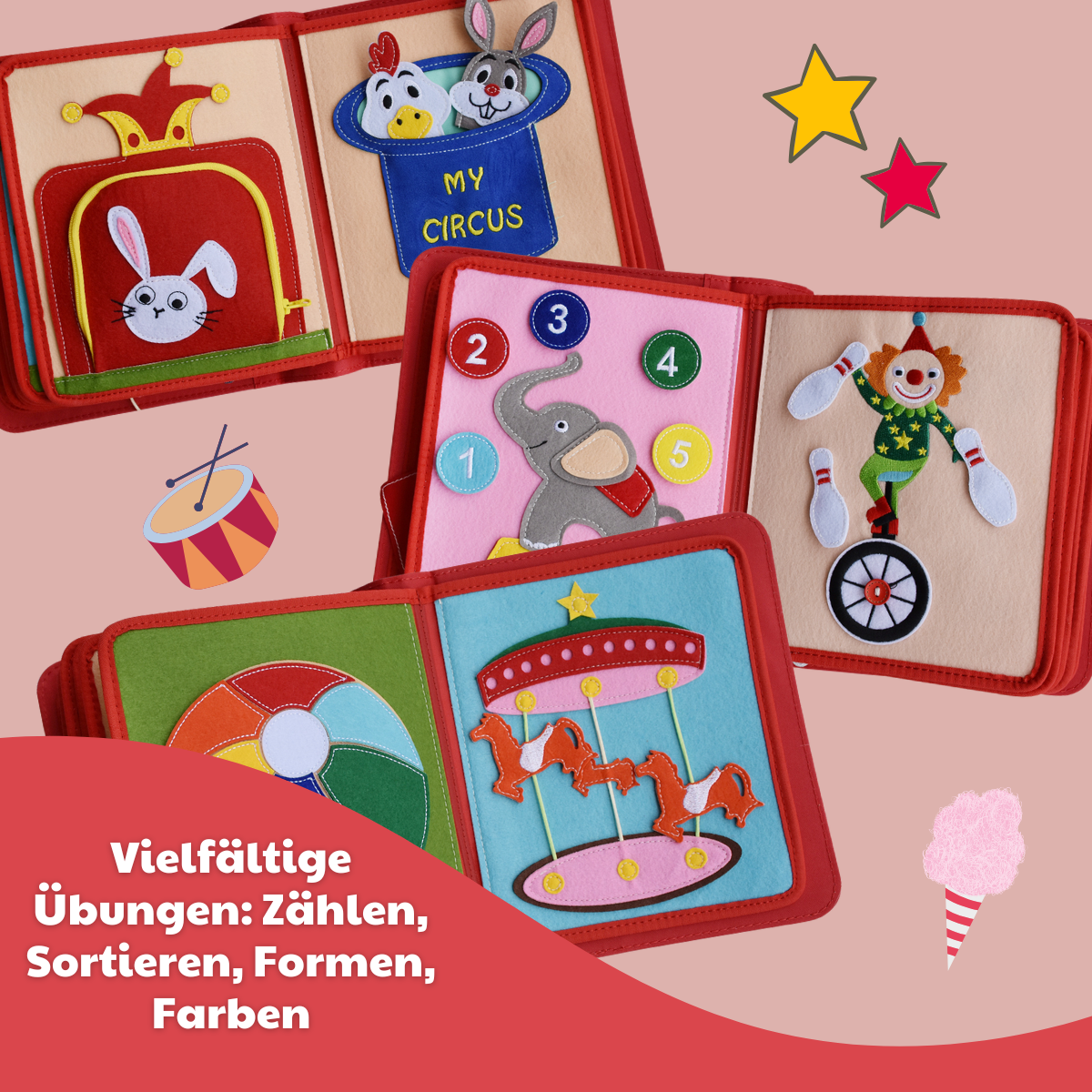 Quiet Book Amazon Circus con zaino incluso