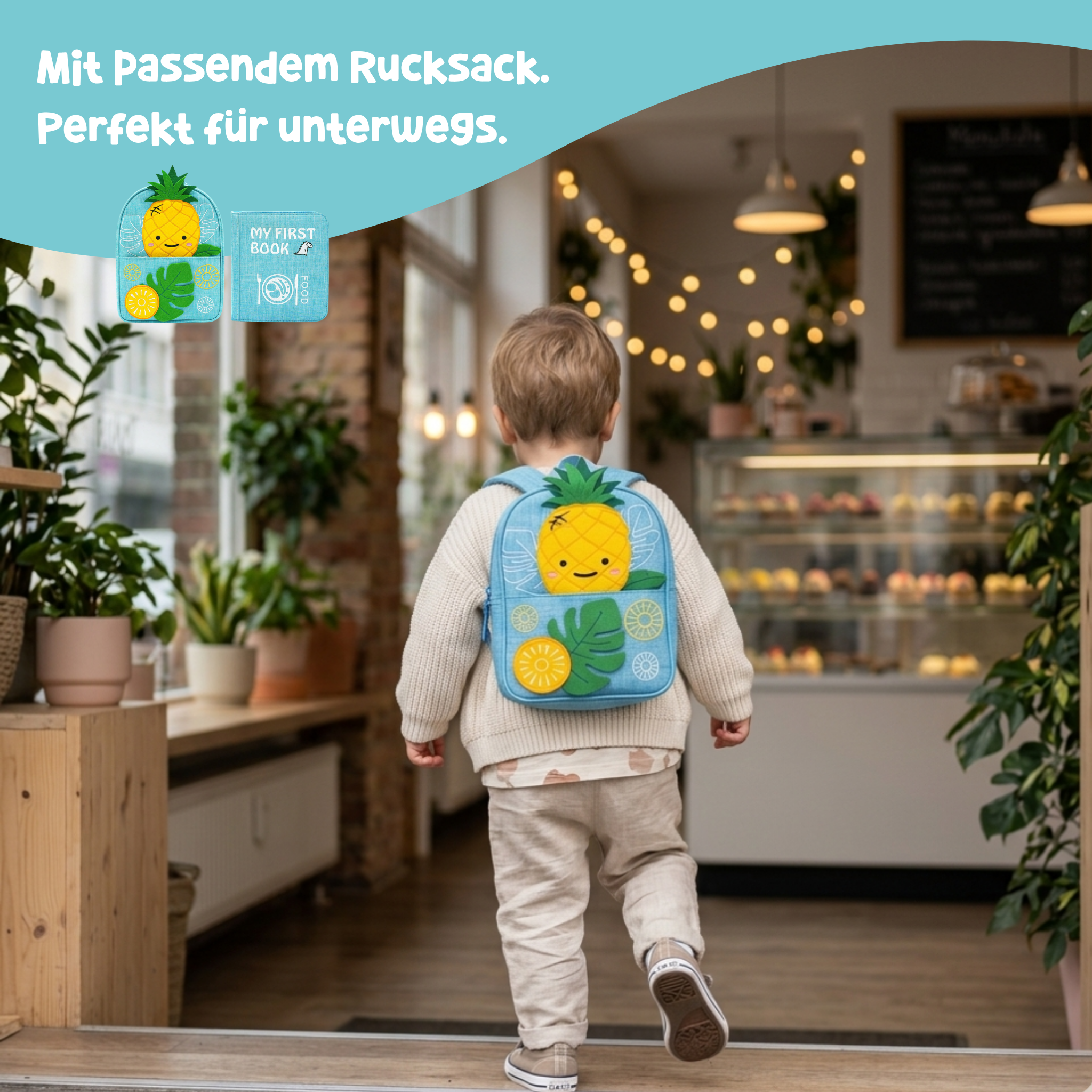 My First Book Little Foodies (Light Blue) + Backpack Set