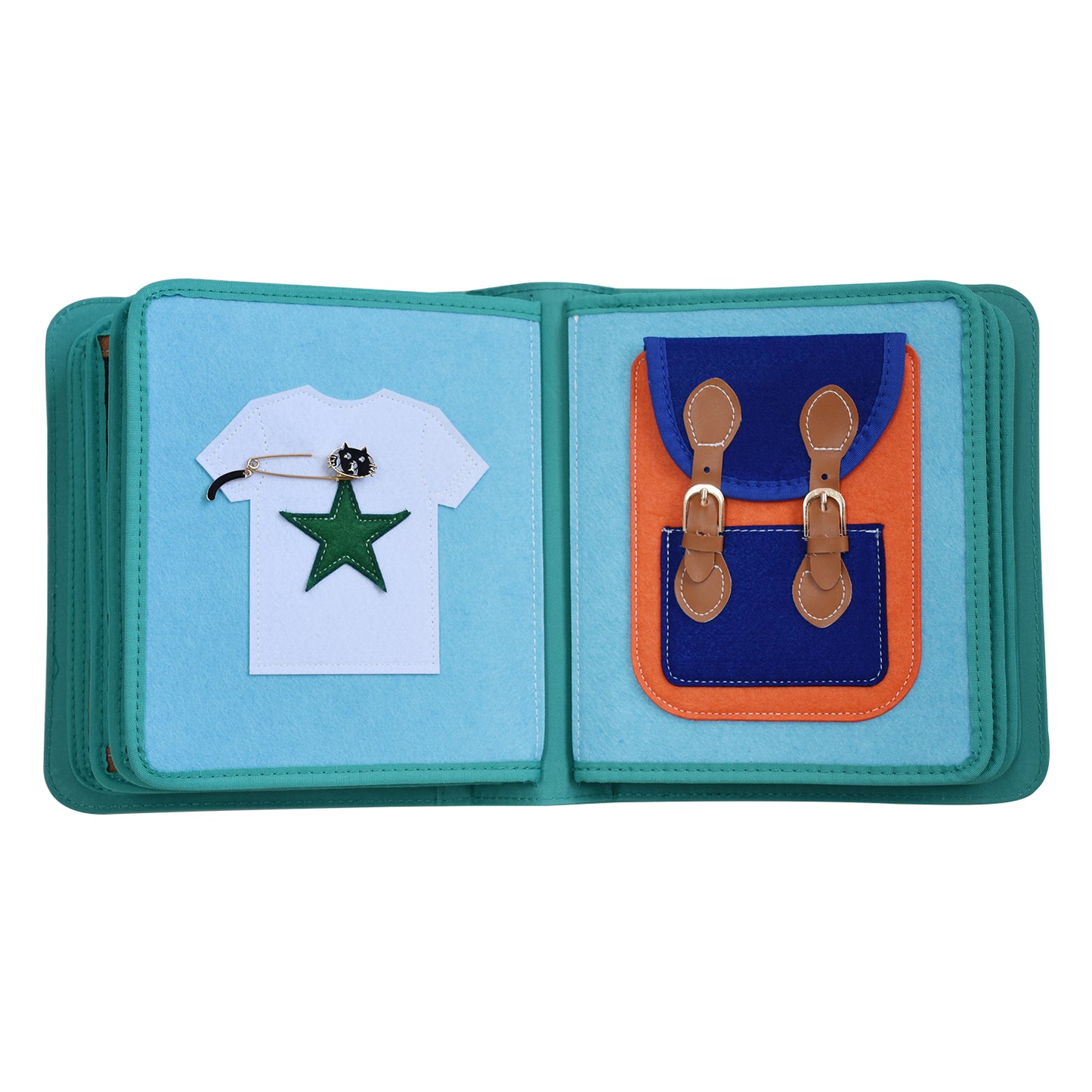 Telaio per vestirsi Quiet Book con zaino (verde)