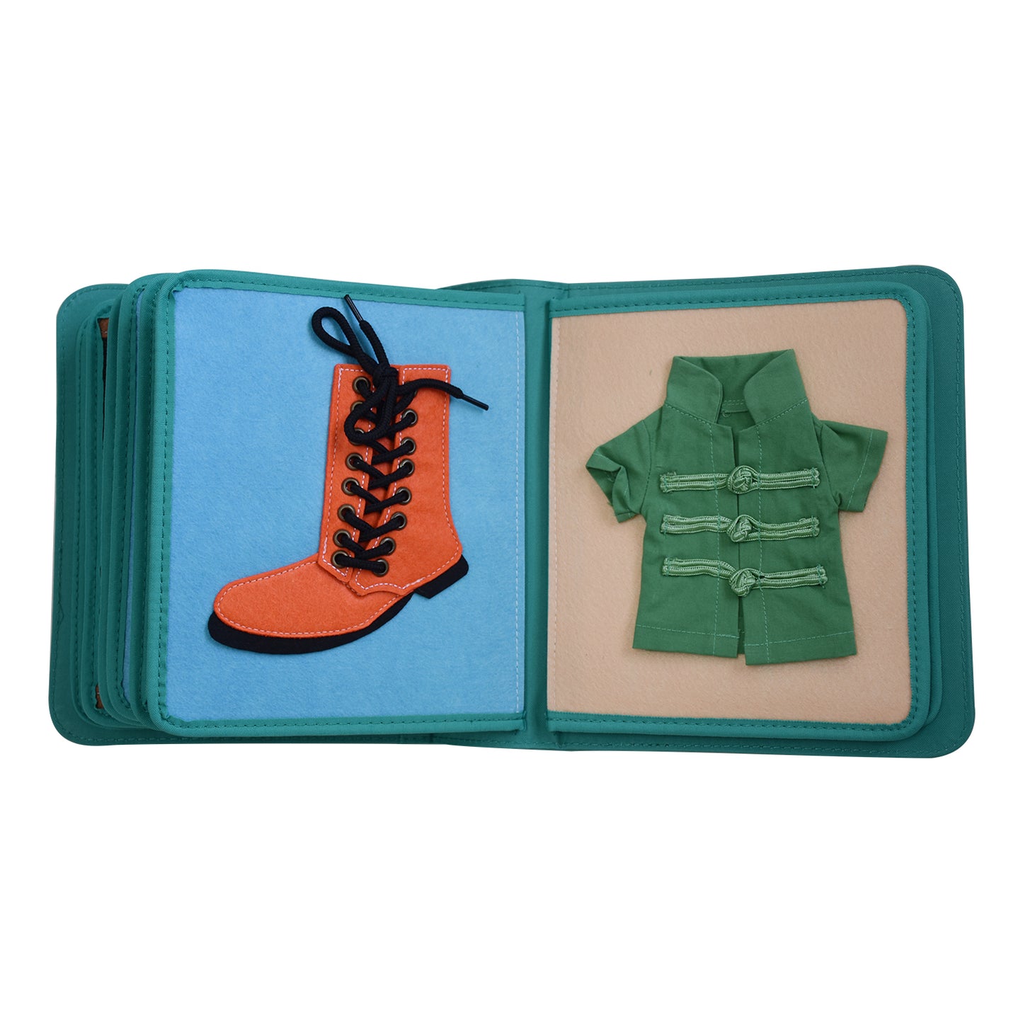 Telaio per vestirsi Quiet Book con zaino (verde)