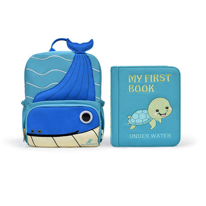 Das Produkt nur mit Rucksack und Buch