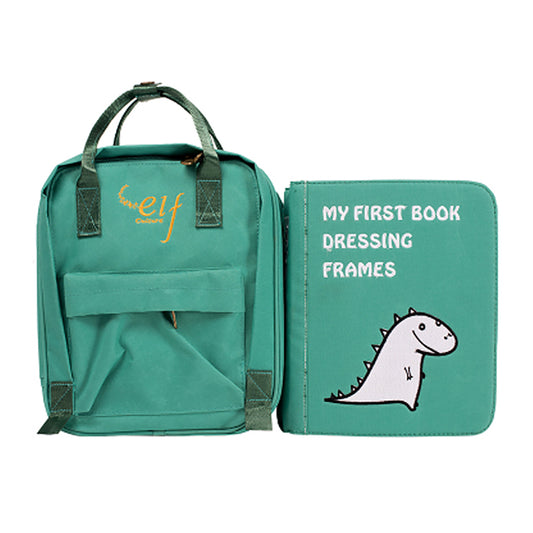 Telaio per vestirsi Quiet Book con zaino (verde)