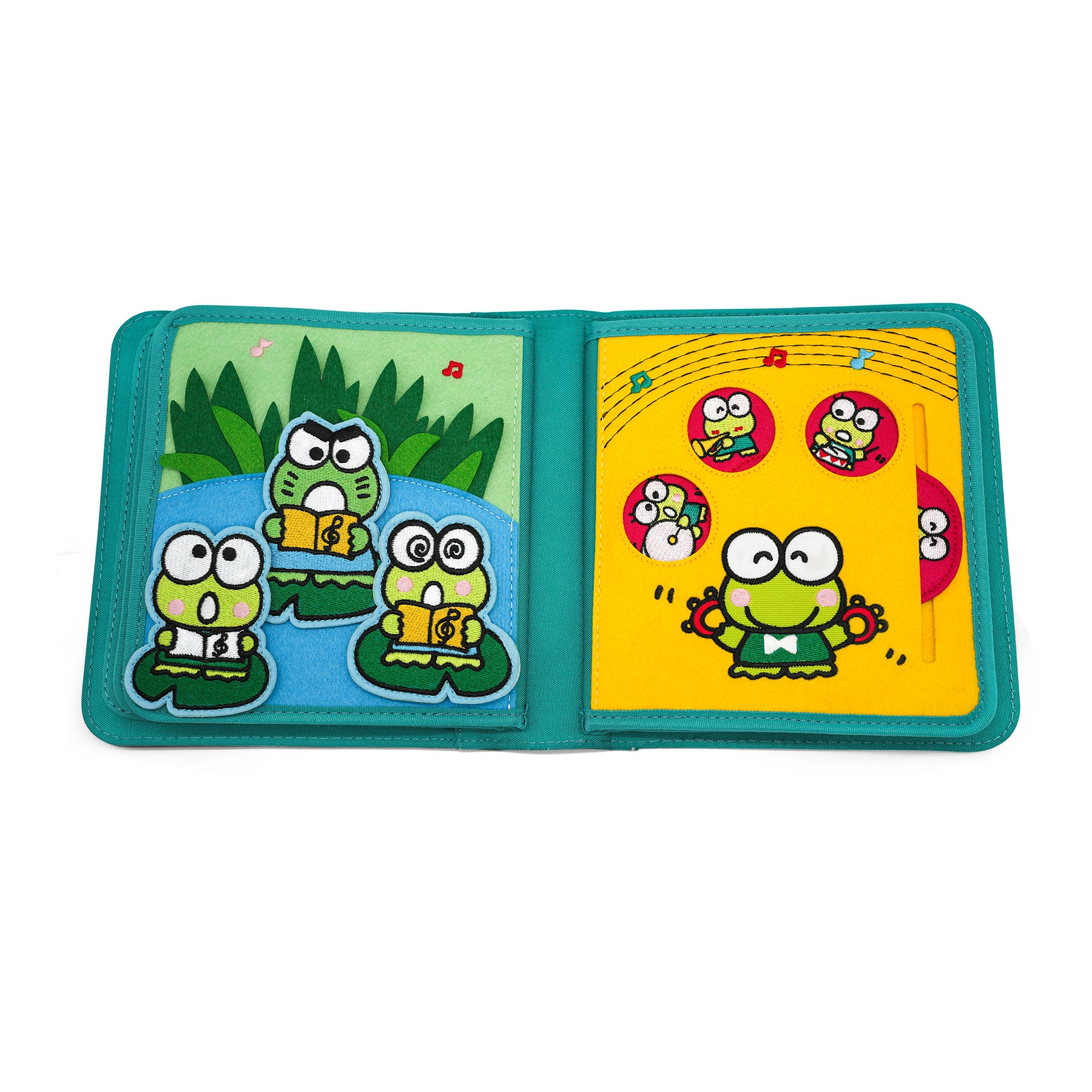 My First Book Keroppi Quiet Book – Seite: Froschkonzert mit Schieber