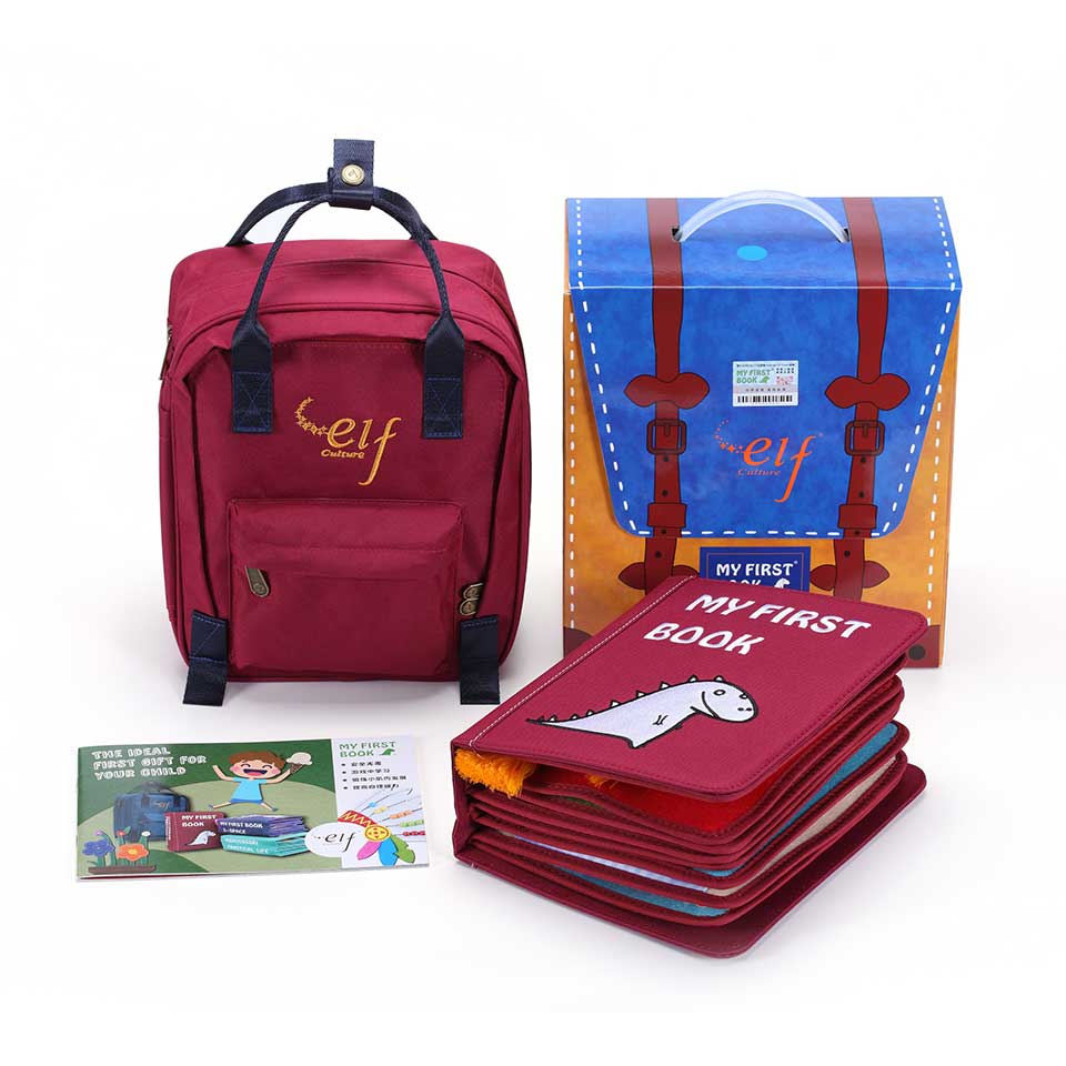 Libro di iniziazione silenzioso con zaino (rosso)